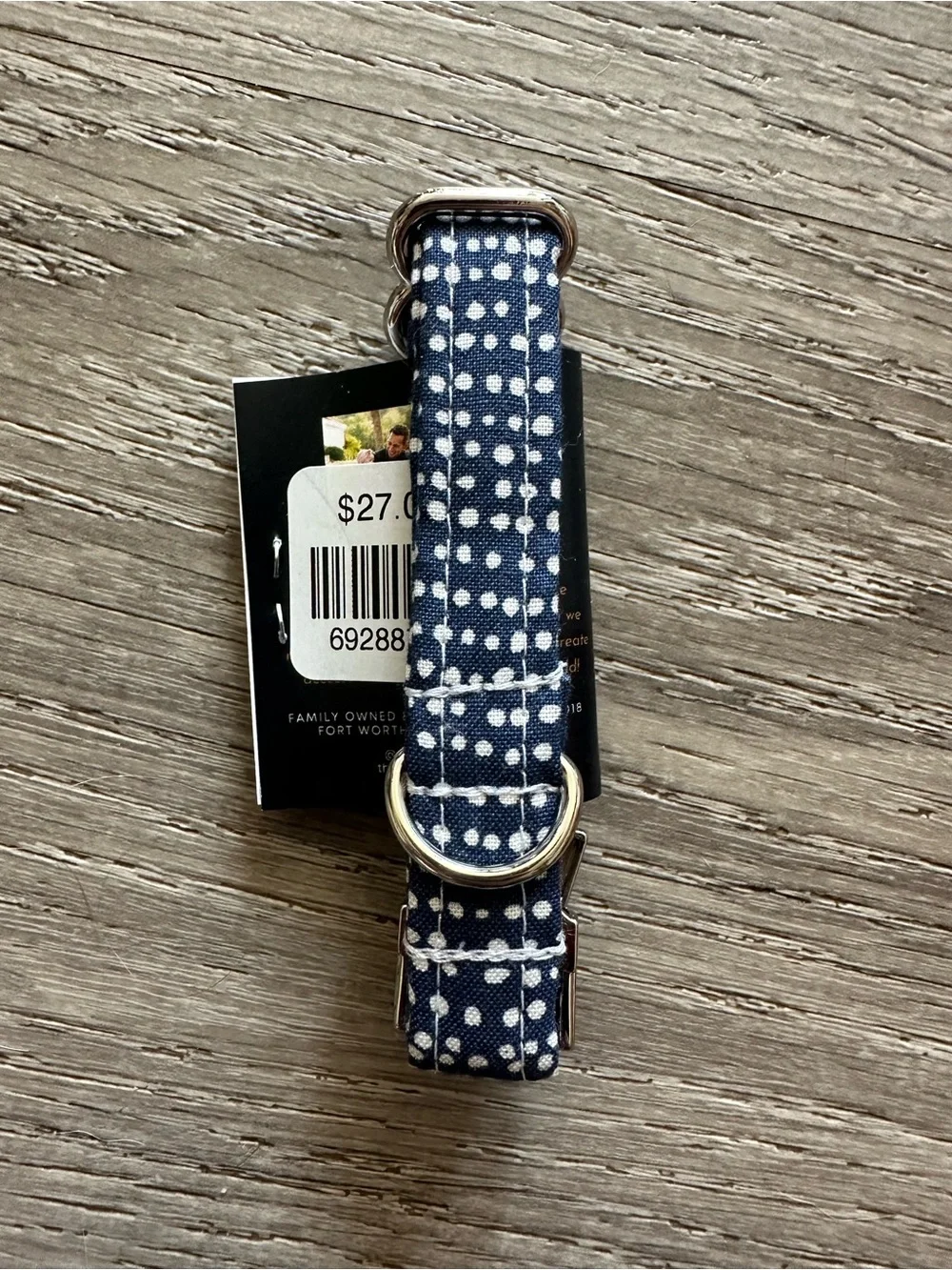 Navy Polka Dot Dog Collar - XXS